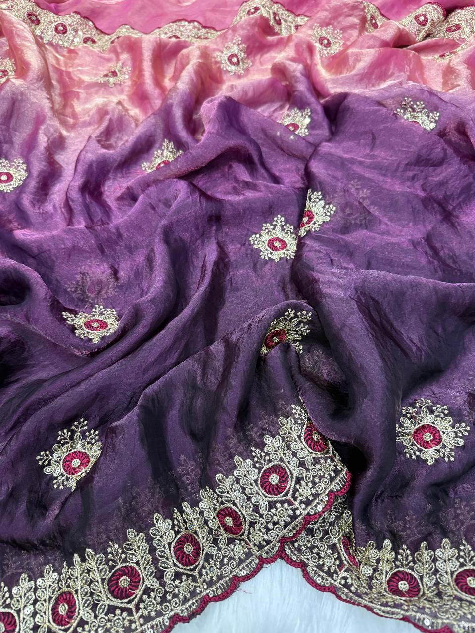 Premium two tone Space Silk Saree