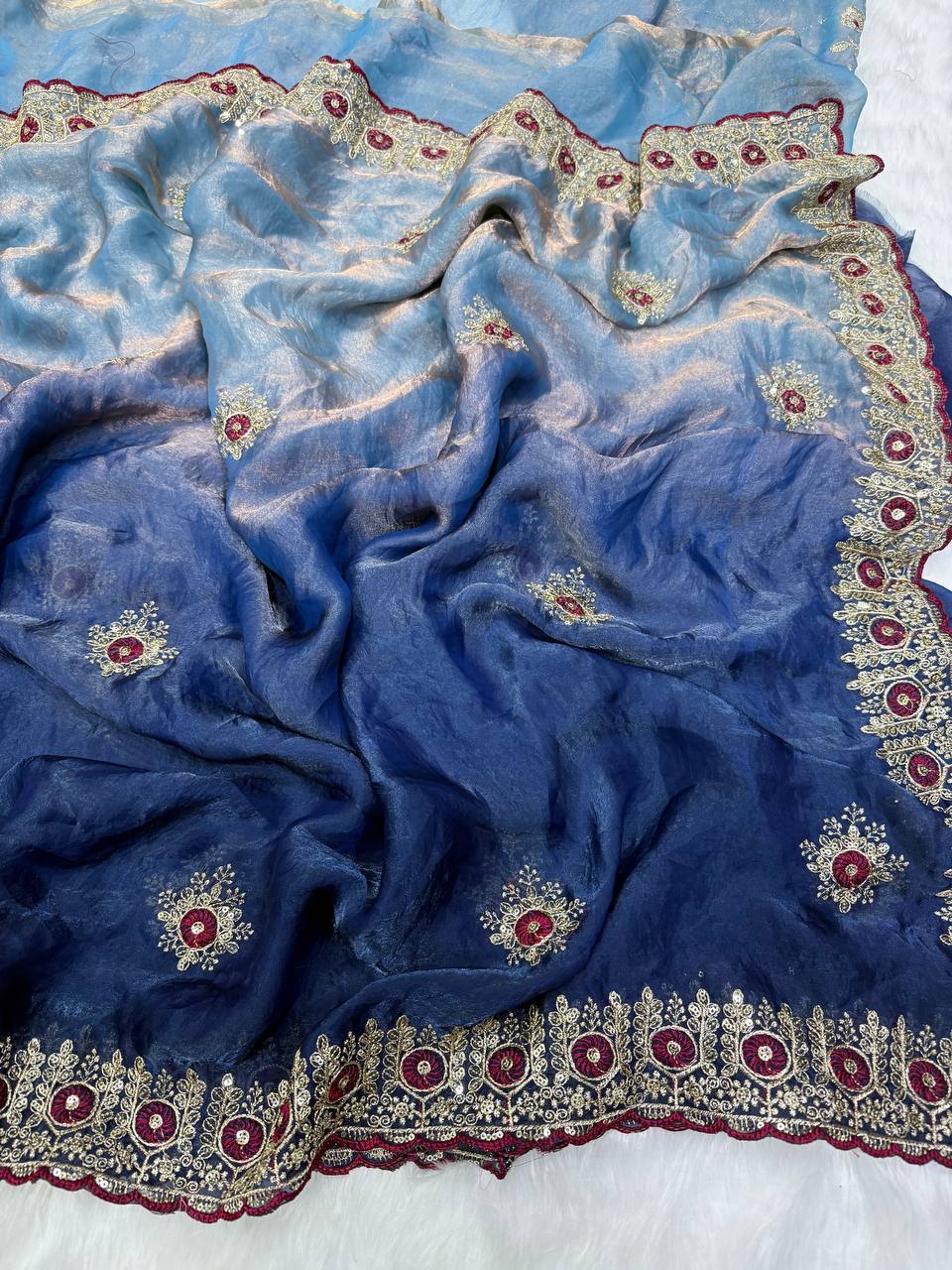 Premium two tone Space Silk Saree