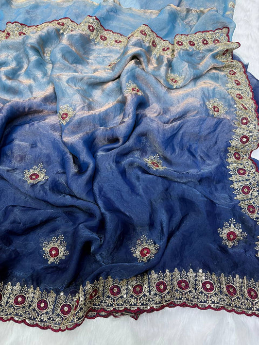 Premium two tone Space Silk Saree