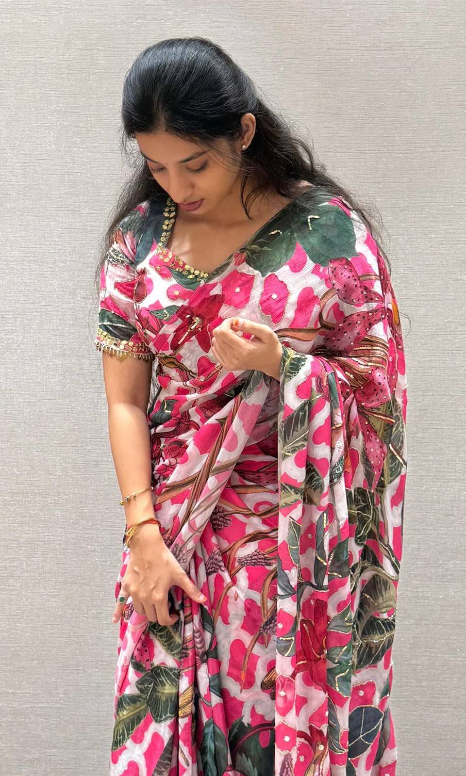 New Tebi silk with designer handwork saree