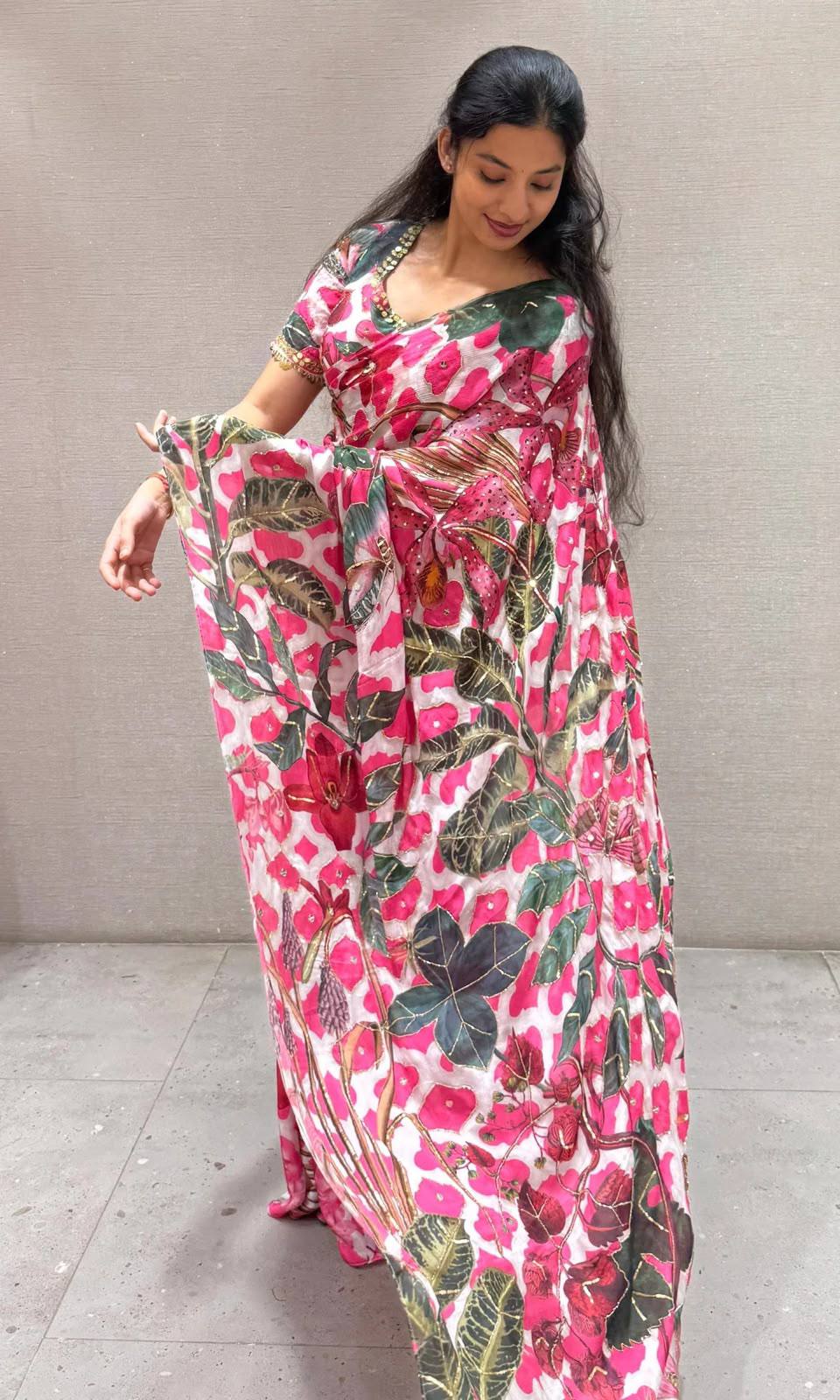 New Tebi silk with designer handwork saree