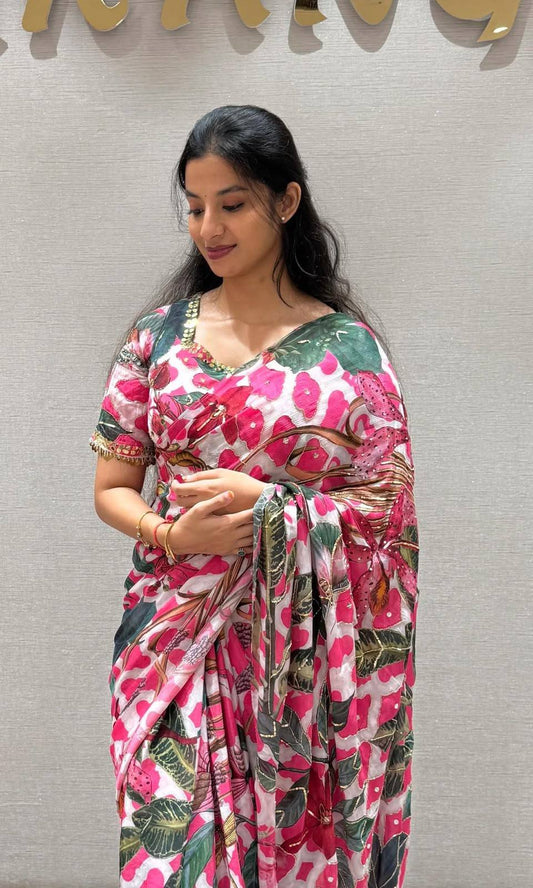New Tebi silk with designer handwork saree