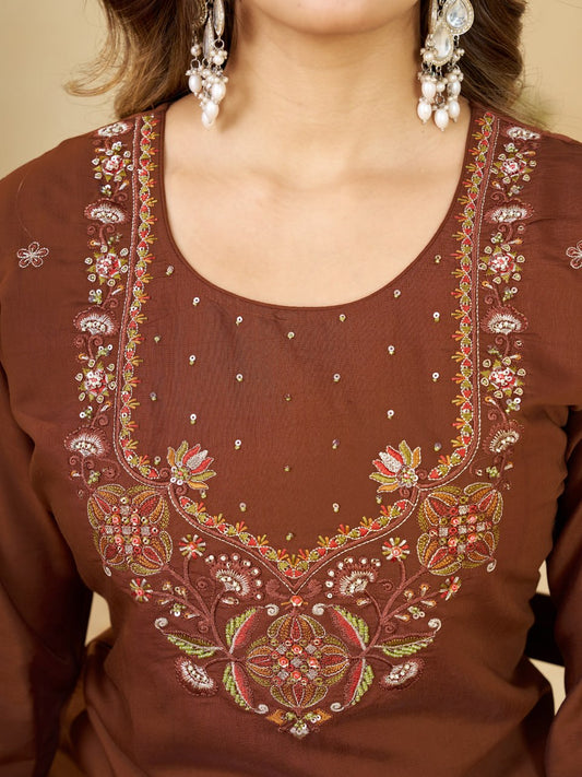 Marina Silk Multi Embroidery Thread With Hand Work Suit