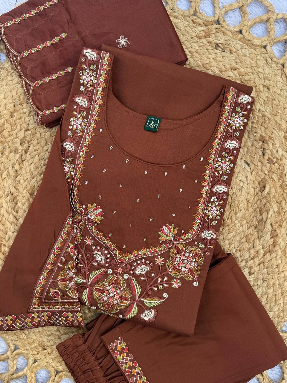 Marina Silk Multi Embroidery Thread With Hand Work Suit