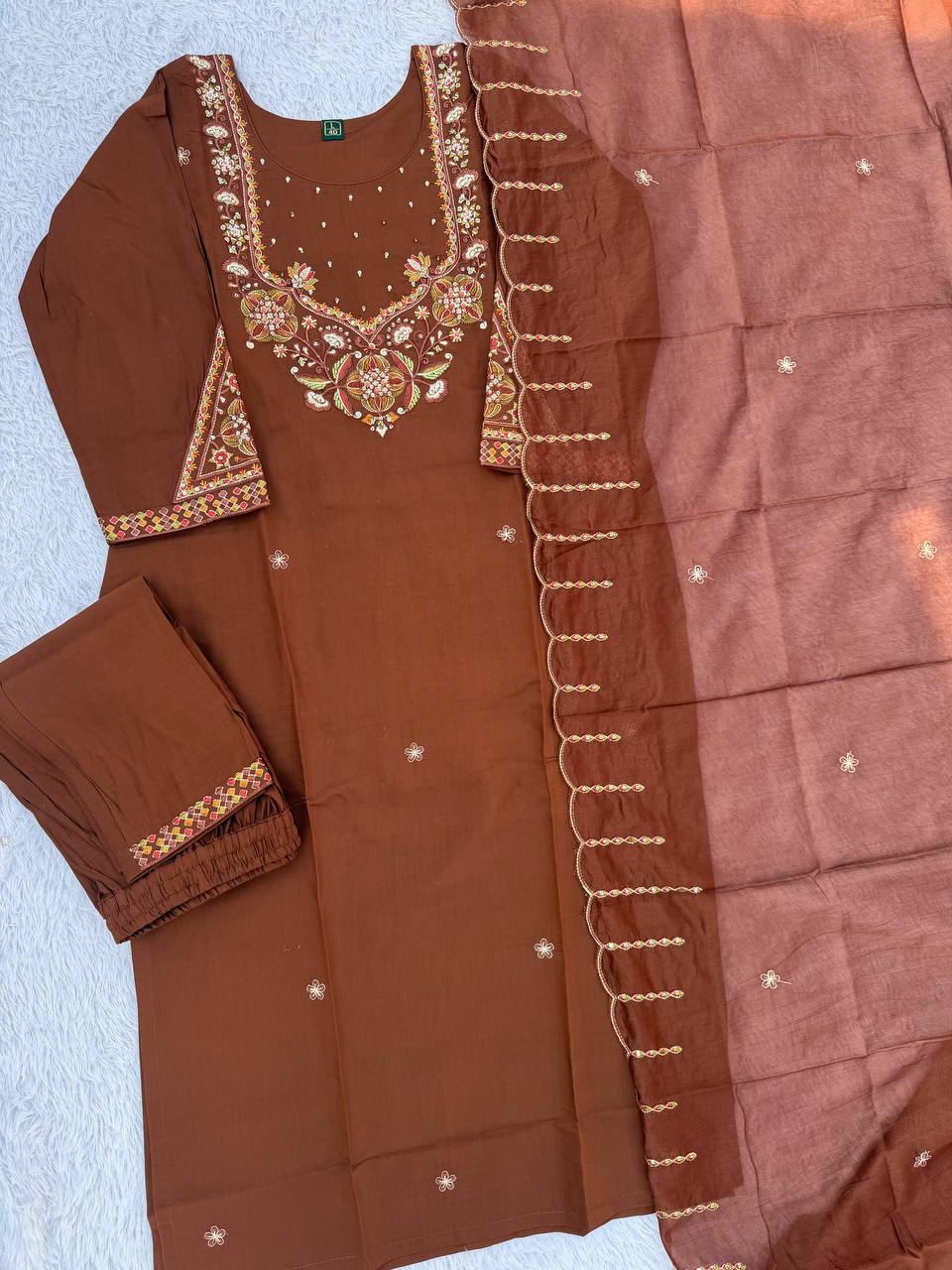 Marina Silk Multi Embroidery Thread With Hand Work Suit