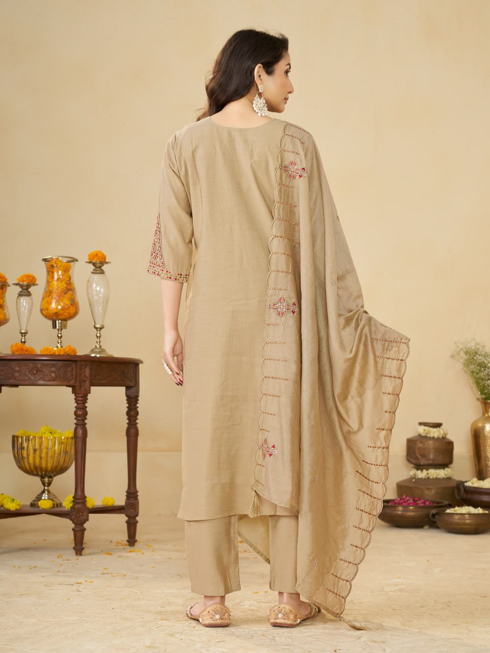 Marina Silk Multi Embroidery Thread With Hand Work Suit