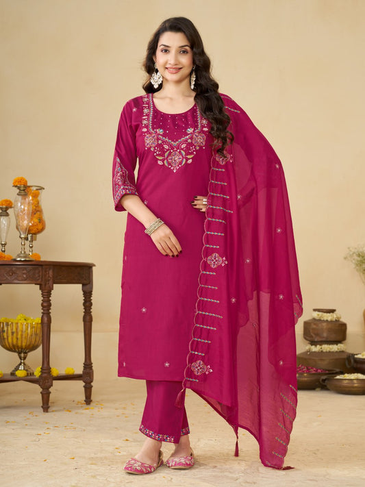 Marina Silk Multi Embroidery Thread With Hand Work Suit