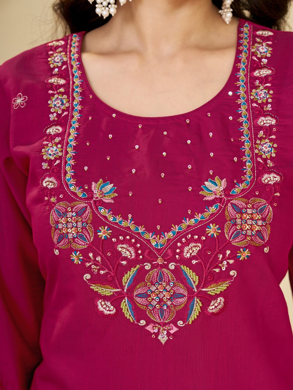 Marina Silk Multi Embroidery Thread With Hand Work Suit