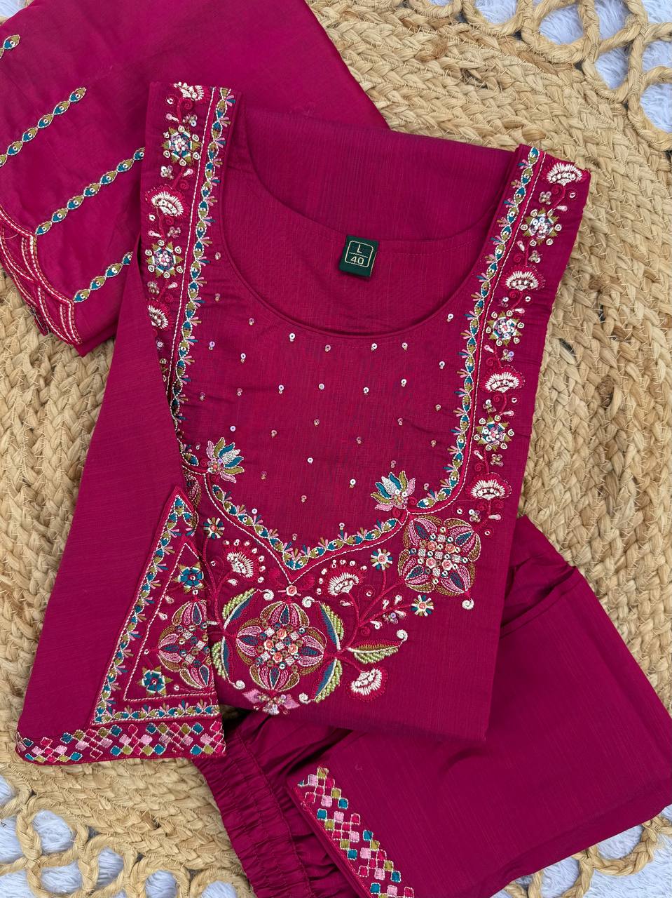 Marina Silk Multi Embroidery Thread With Hand Work Suit
