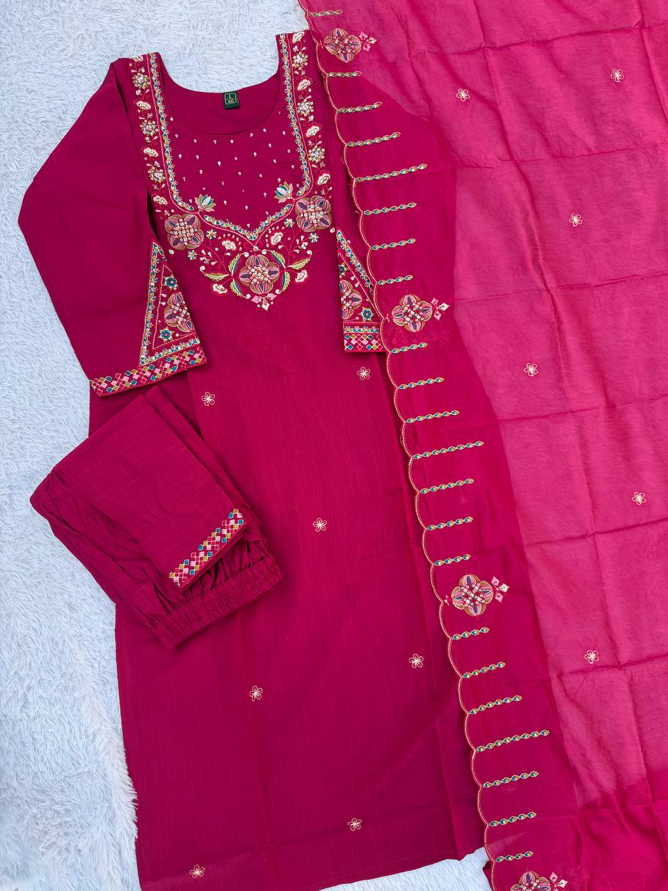 Marina Silk Multi Embroidery Thread With Hand Work Suit