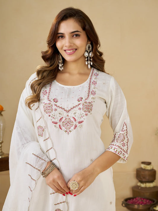 Marina Silk Multi Embroidery Thread With Hand Work Suit