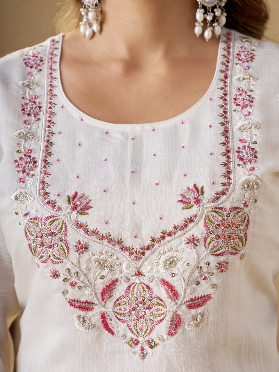 Marina Silk Multi Embroidery Thread With Hand Work Suit