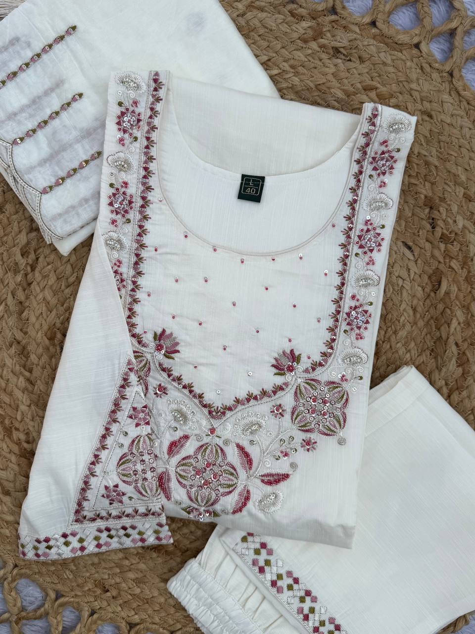 Marina Silk Multi Embroidery Thread With Hand Work Suit