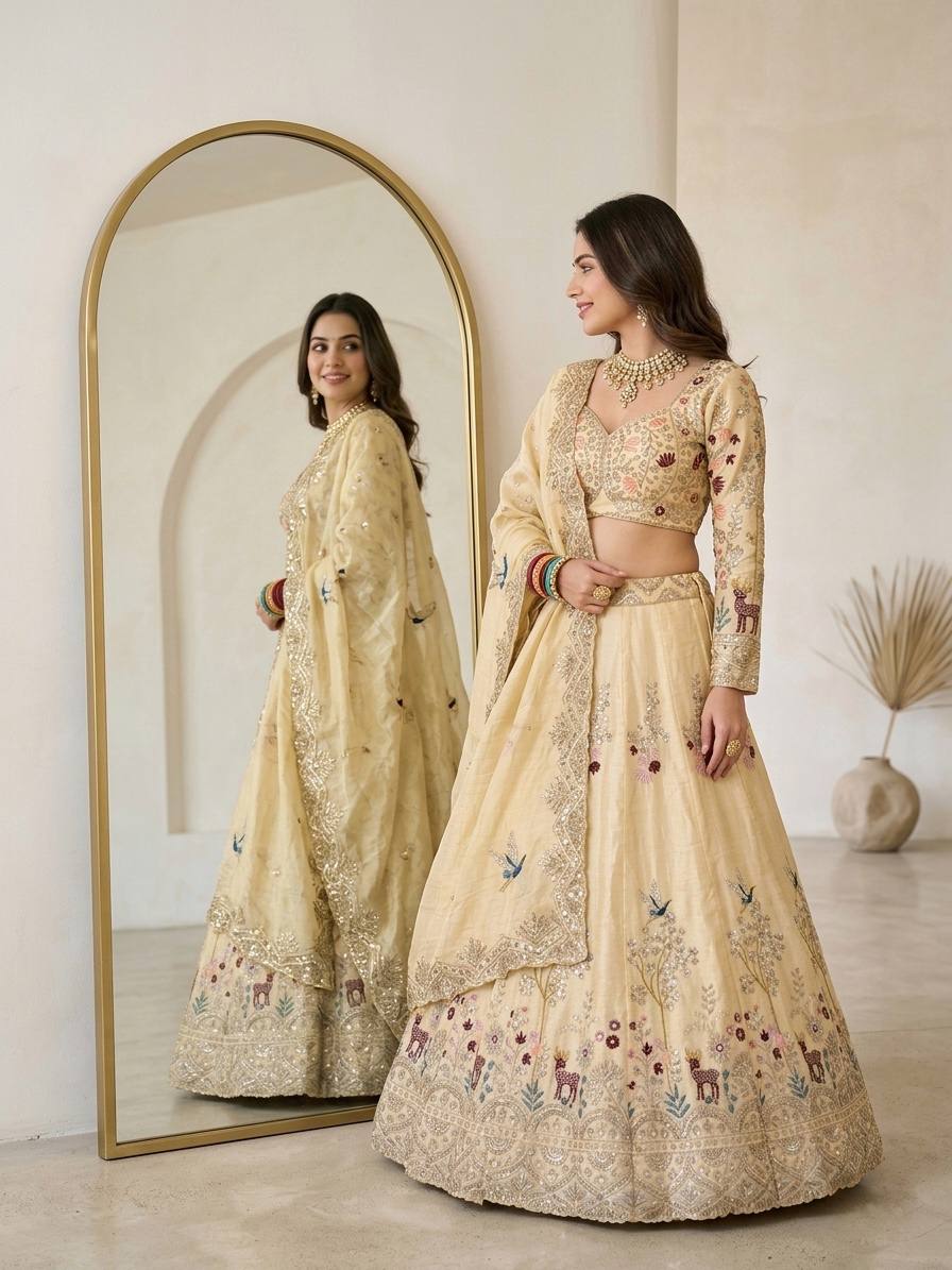 Launching 4 Meter Flared Premium Fendy Silk Lehenga