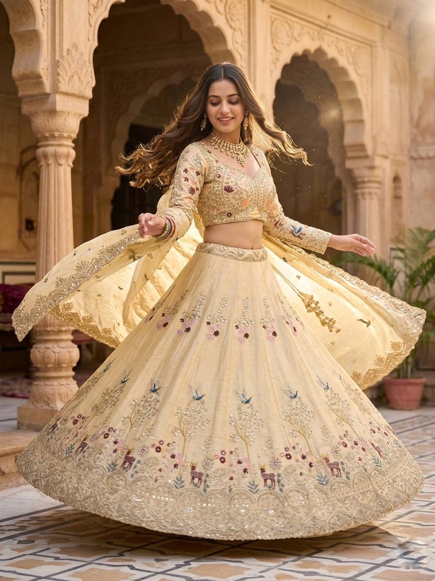 Launching 4 Meter Flared Premium Fendy Silk Lehenga
