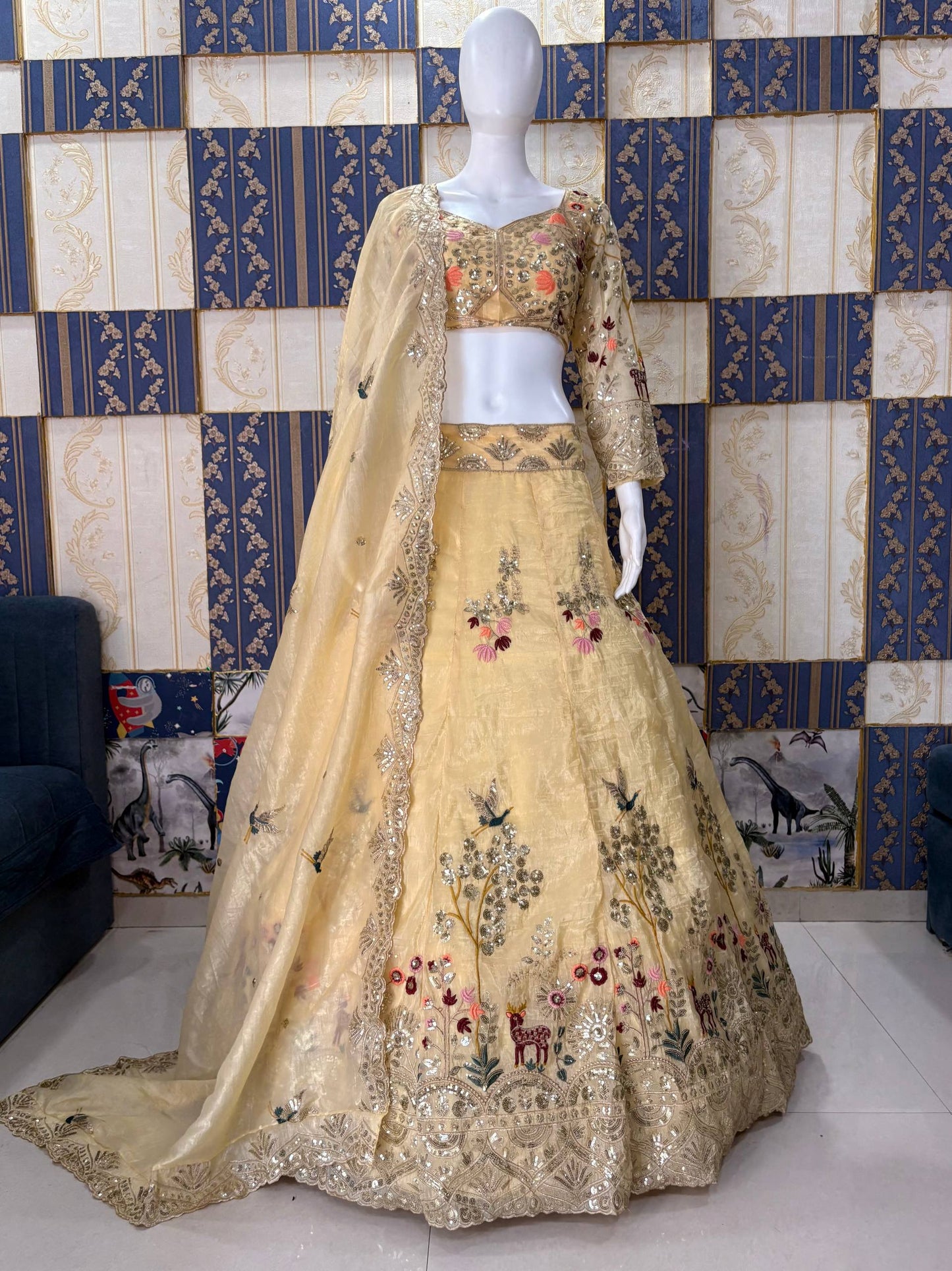 Launching 4 Meter Flared Premium Fendy Silk Lehenga