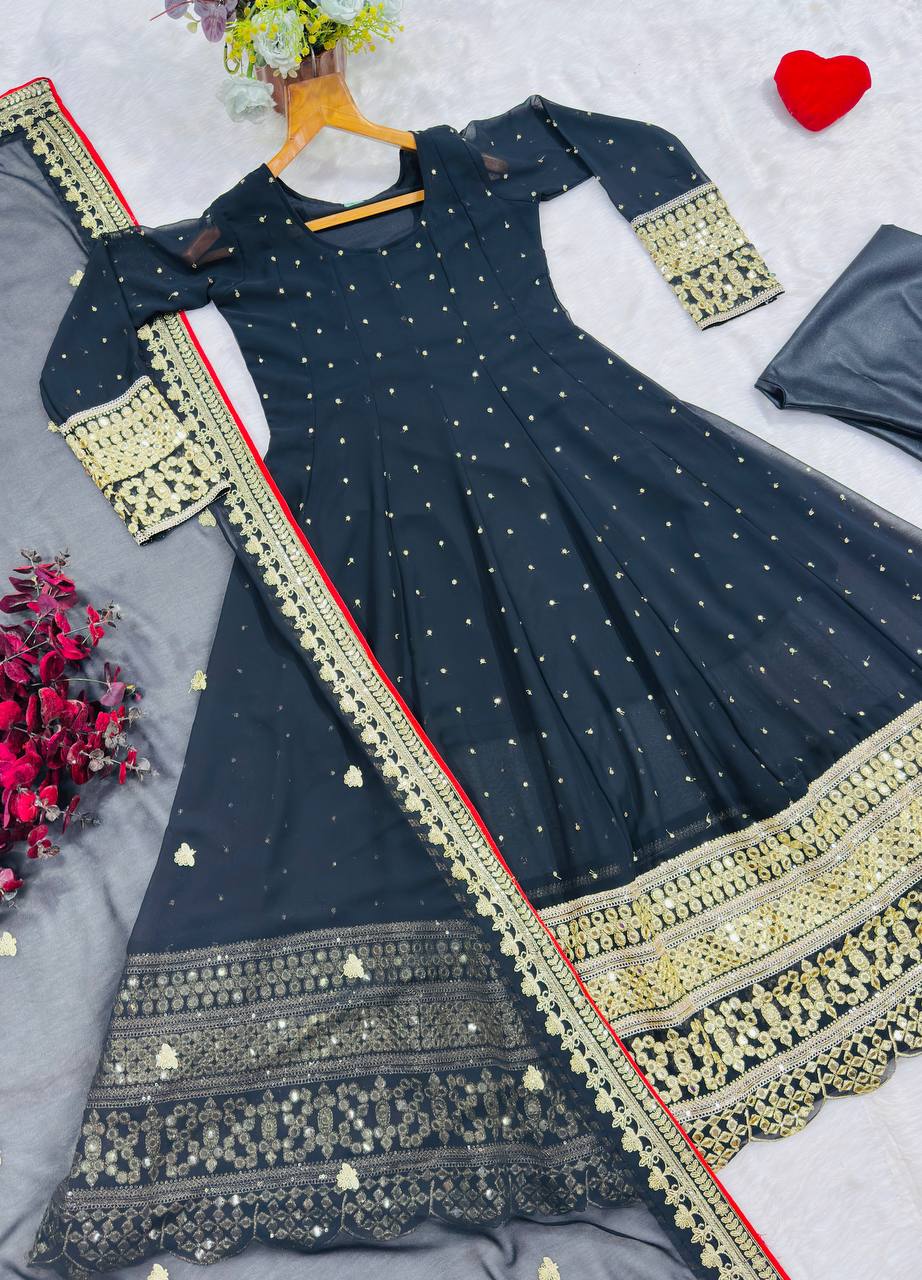 PREMIUM READYMADE LUXURY ANARKALI SUIT 3 PIS