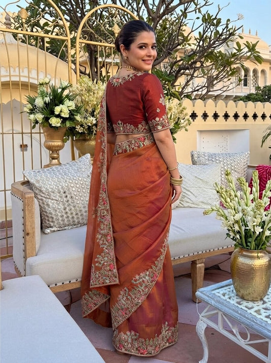 Party & Wedding Wear Soft Fendy Satin silk Saree