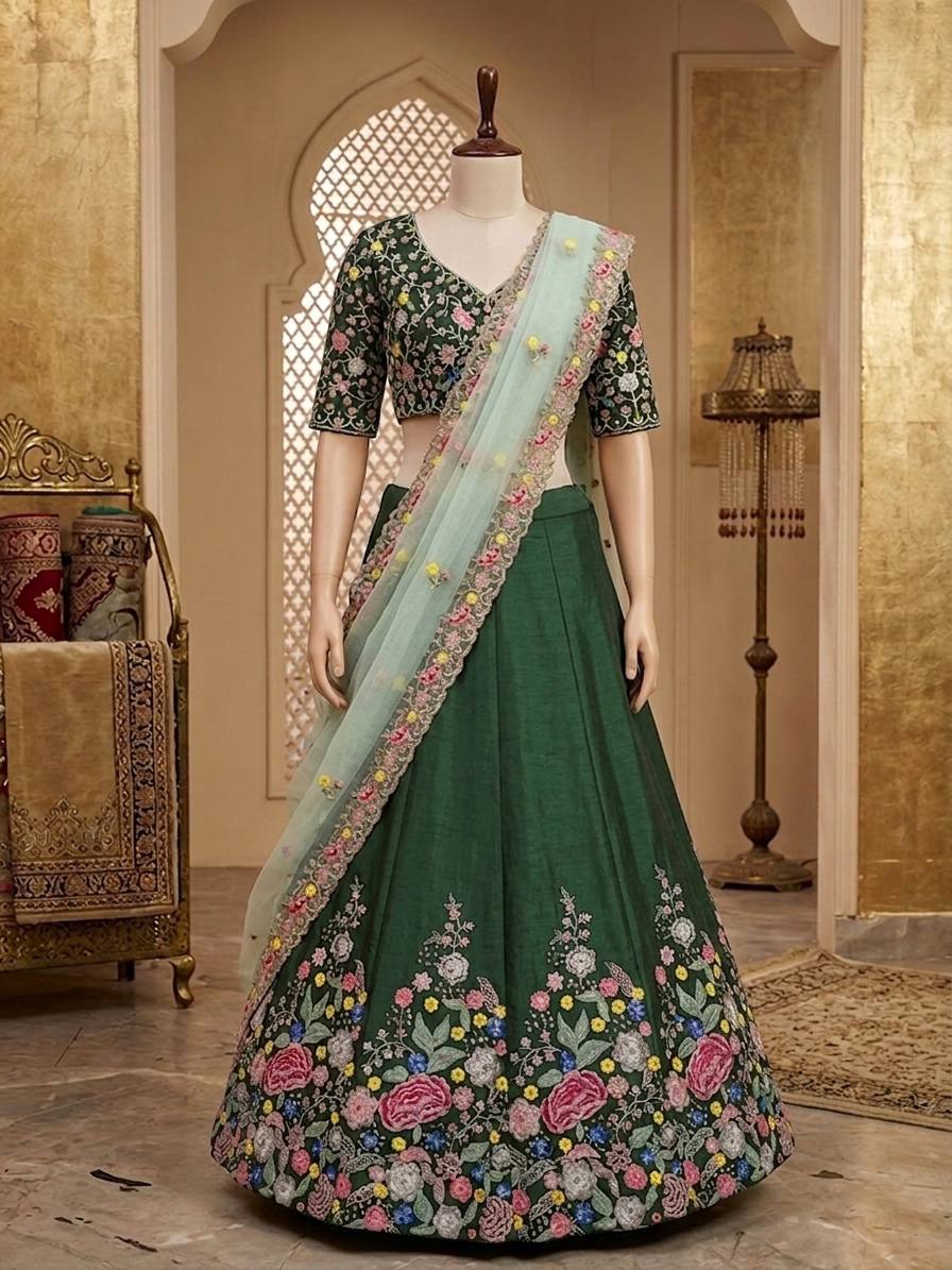 Launching 4 Meter Flared Premium Super Satin Silk Lehenga