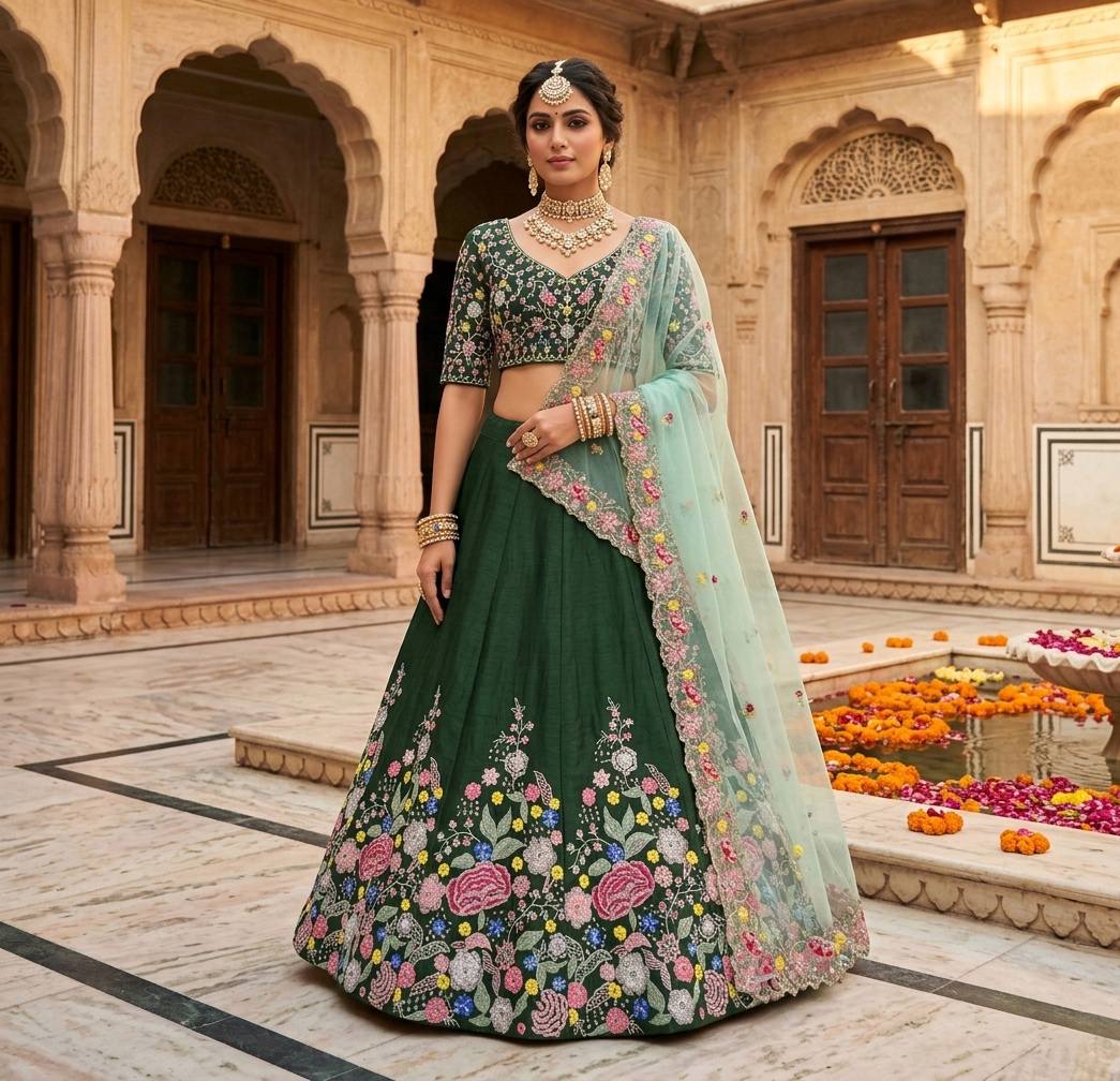 Launching 4 Meter Flared Premium Super Satin Silk Lehenga