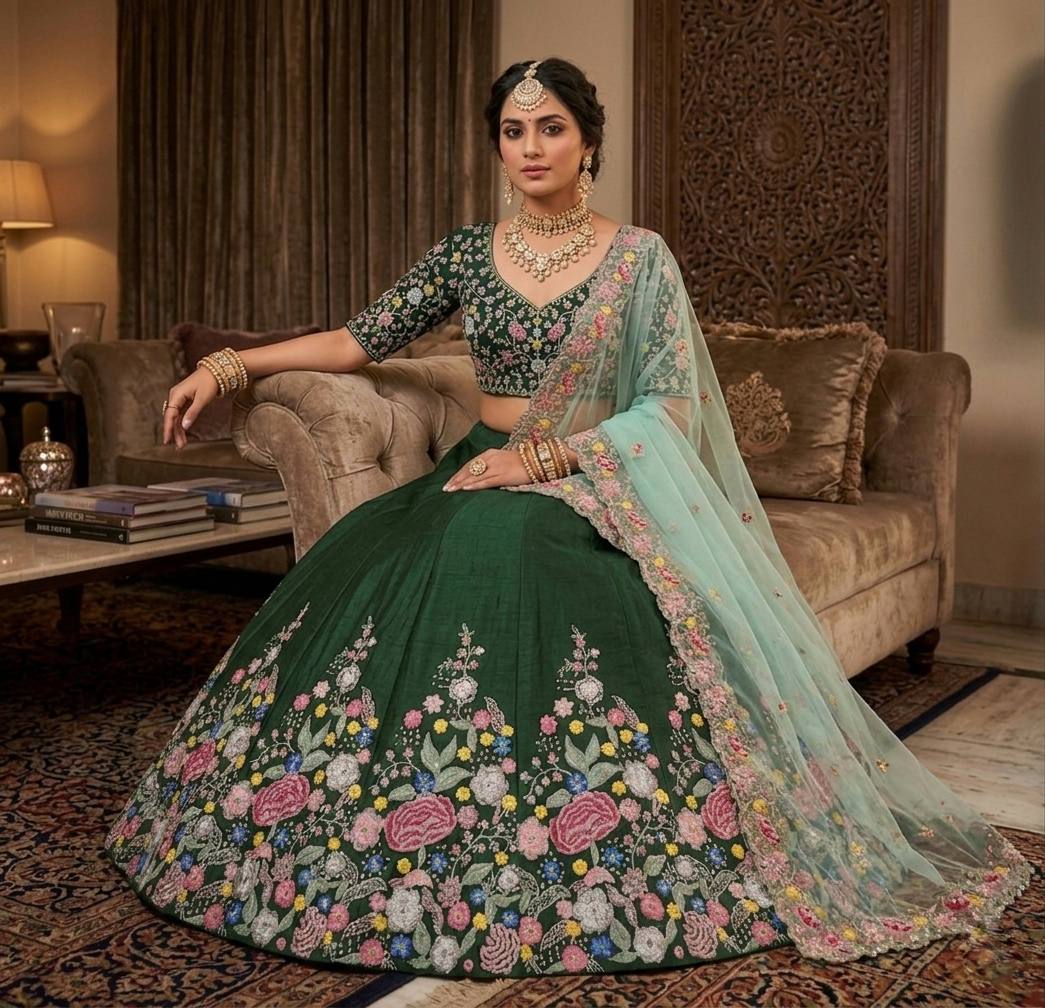 Launching 4 Meter Flared Premium Super Satin Silk Lehenga