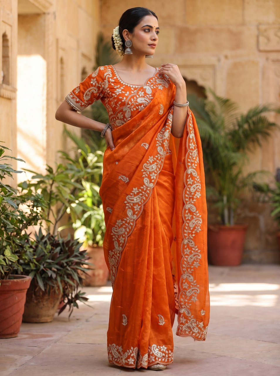 Fendy Sattin With C -pallu 3 mm sequence coding embroidery work saree