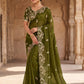 Fendy Sattin With C -pallu 3 mm sequence coding embroidery work saree