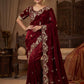 Fendy Sattin With C -pallu 3 mm sequence coding embroidery work saree