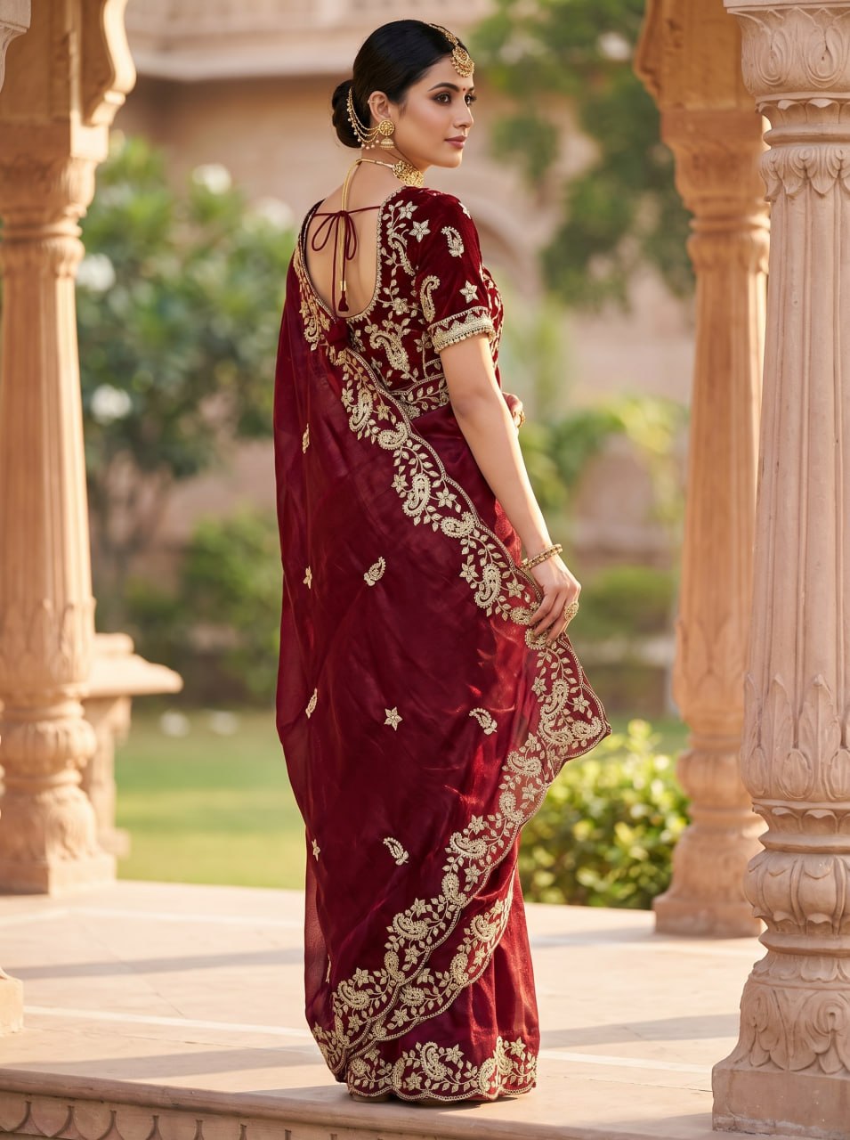 Fendy Sattin With C -pallu 3 mm sequence coding embroidery work saree