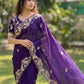 Fendy Sattin With C -pallu 3 mm sequence coding embroidery work saree