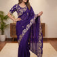 Fendy Sattin With C -pallu 3 mm sequence coding embroidery work saree