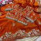 Fendy Sattin With C -pallu 3 mm sequence coding embroidery work saree