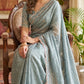Pure NC Butti Silk With Beautiful Original Rose Gold  Beads Work Saree