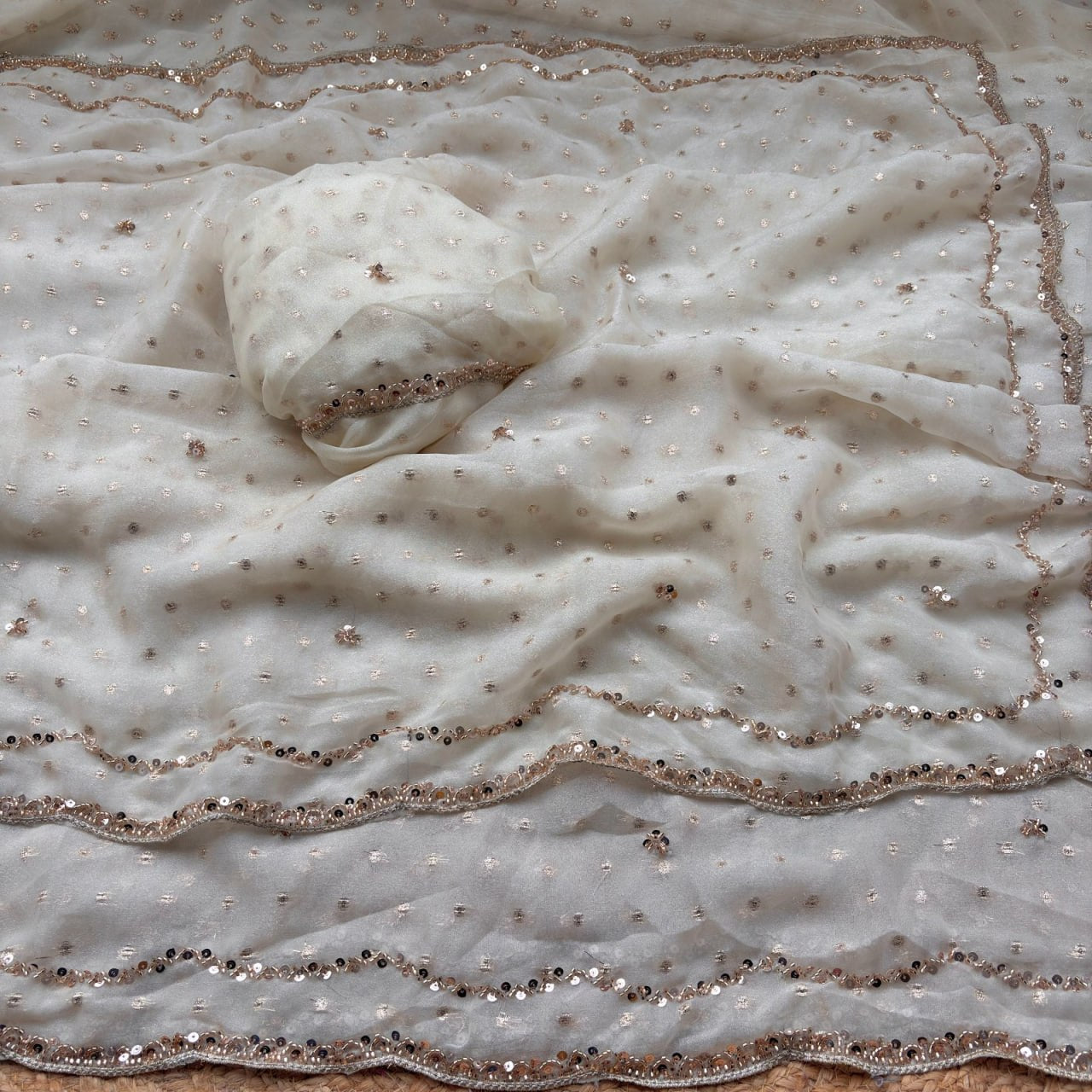 Pure N*C Butti Silk With Beautiful Original Rose Gold Saree