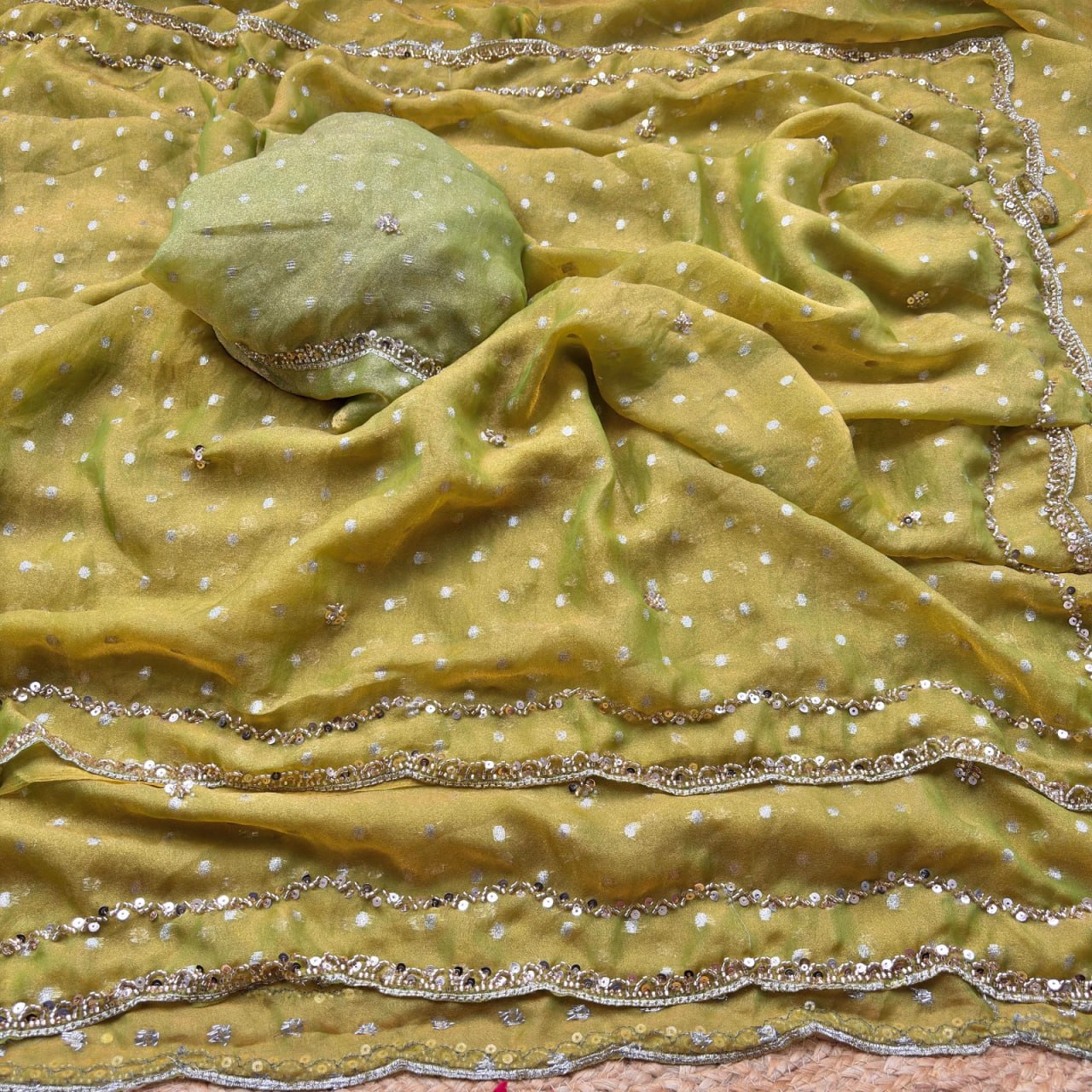Pure N*C Butti Silk With Beautiful Original Rose Gold Saree