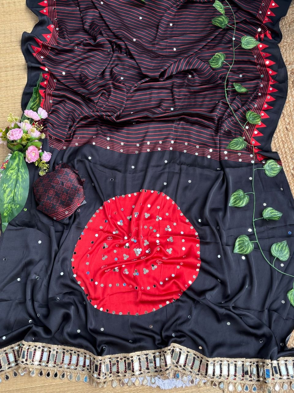 Very Soft and Elegant Rich look Original Japan Sartin Ajarak Print Saree