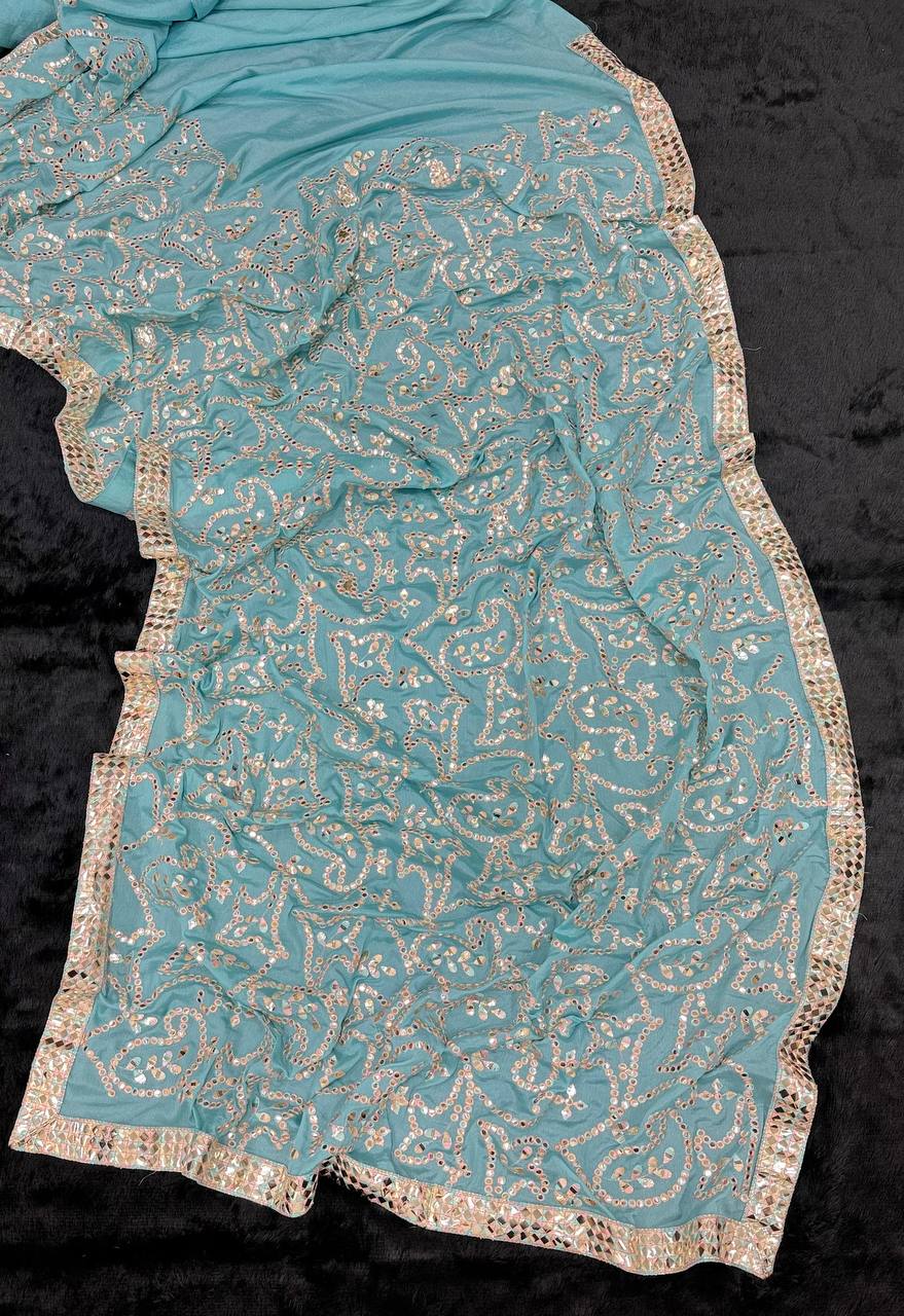 Heavy Vichitra Silk Embroidery Multy Colour Threads Saree