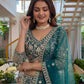 Butterfly Net Sequins and Codding Embroidery Work Lehenga
