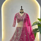 Butterfly Net Sequins and Codding Embroidery Work Lehenga