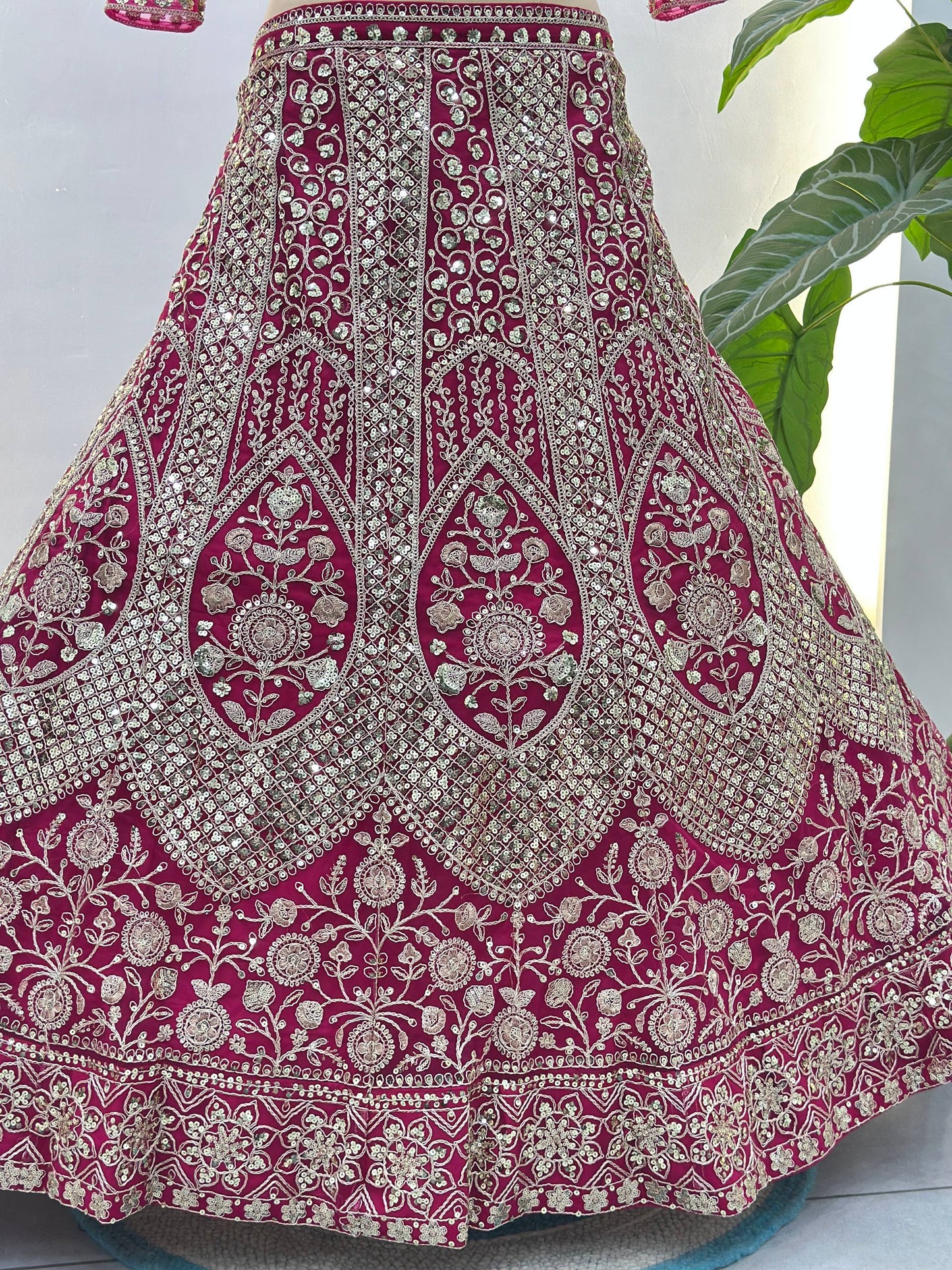 Butterfly Net Sequins and Codding Embroidery Work Lehenga