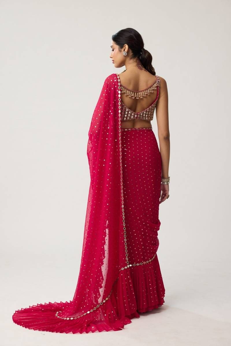 NEW BOLLYWOOD SUPERHIT DESIGN LAUNCHING SEQUINS CRUSH PLEATED SAREE