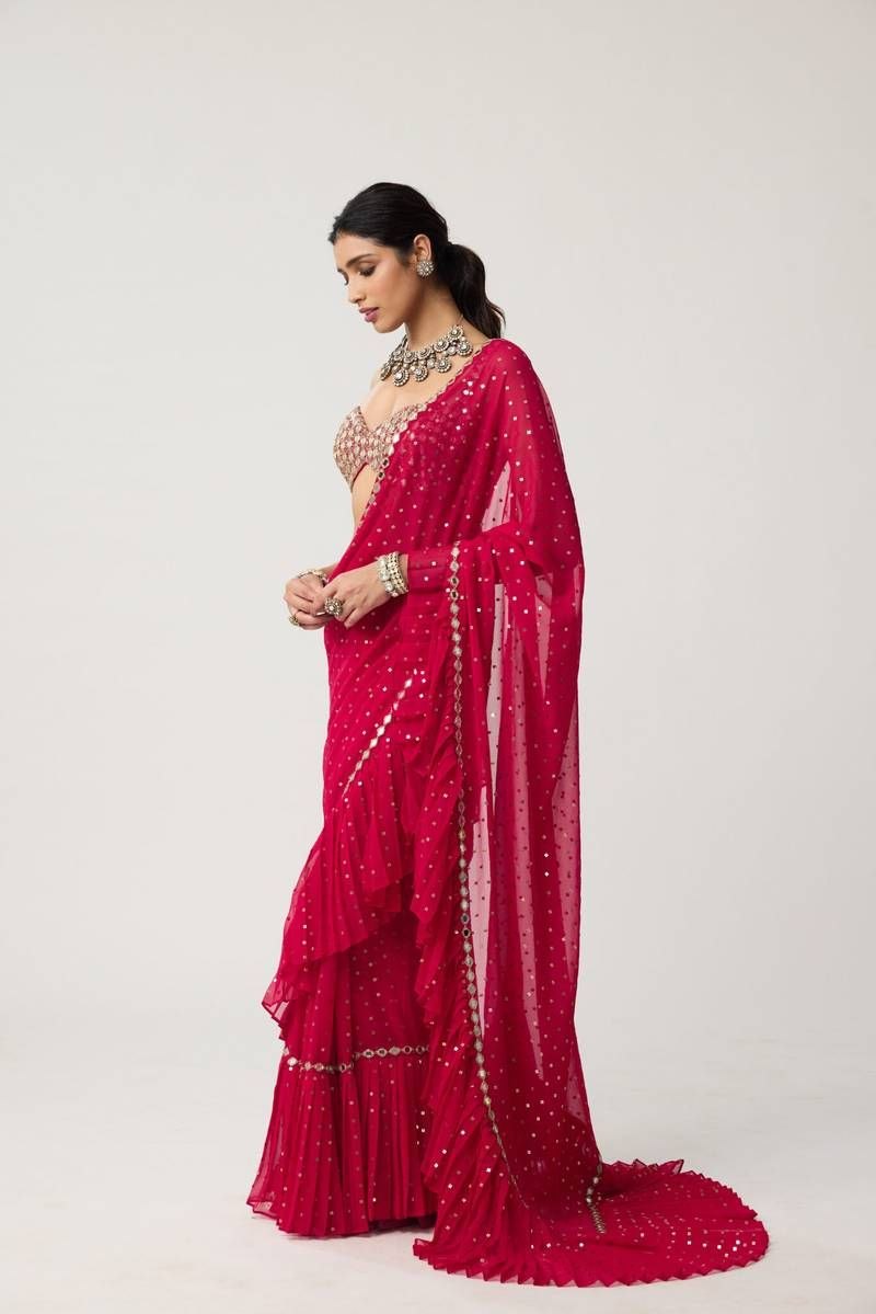 NEW BOLLYWOOD SUPERHIT DESIGN LAUNCHING SEQUINS CRUSH PLEATED SAREE