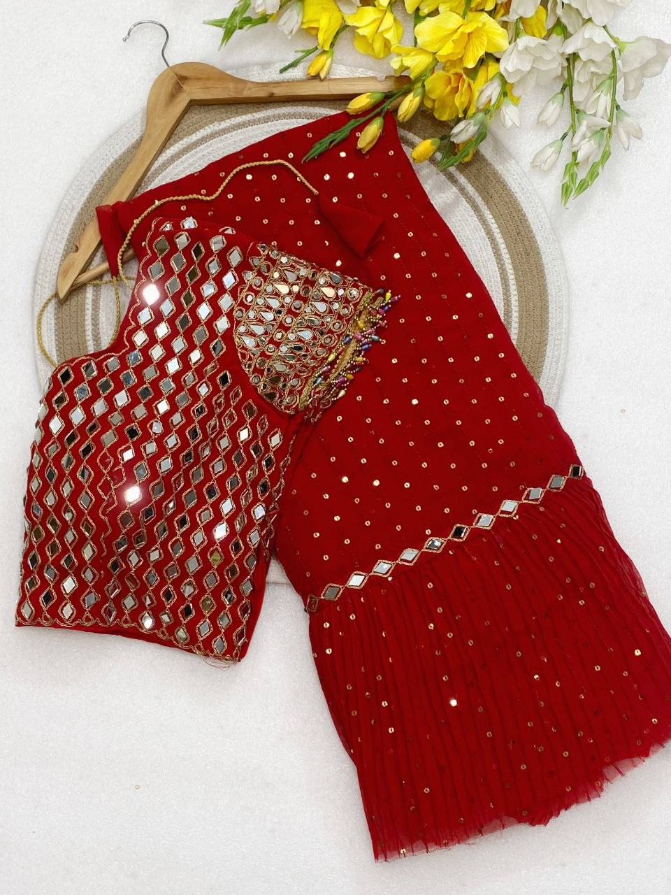 NEW BOLLYWOOD SUPERHIT DESIGN LAUNCHING SEQUINS CRUSH PLEATED SAREE