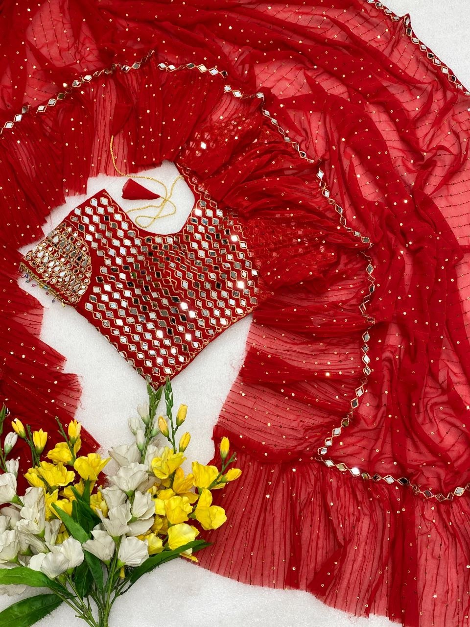 NEW BOLLYWOOD SUPERHIT DESIGN LAUNCHING SEQUINS CRUSH PLEATED SAREE