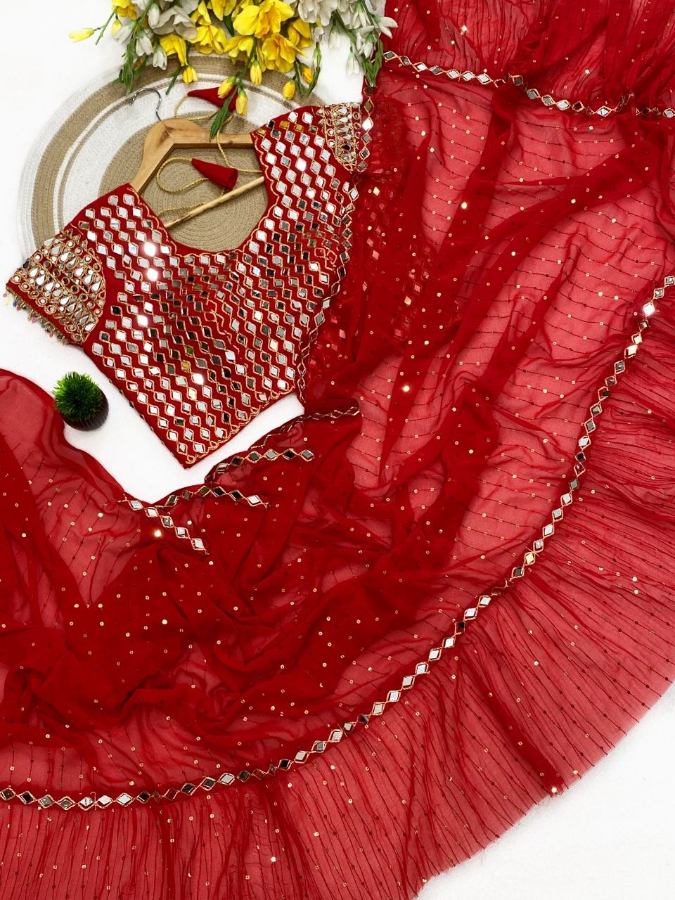 NEW BOLLYWOOD SUPERHIT DESIGN LAUNCHING SEQUINS CRUSH PLEATED SAREE