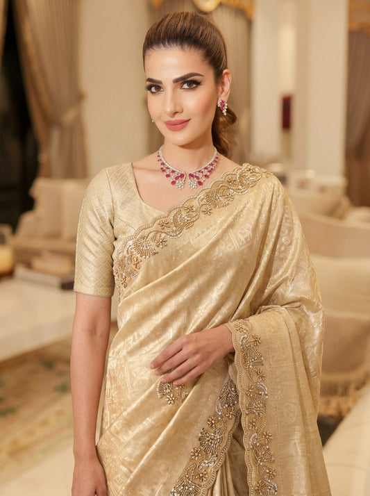 Wedding Wear Pure Kanjivarm Silk Beads Work Saree