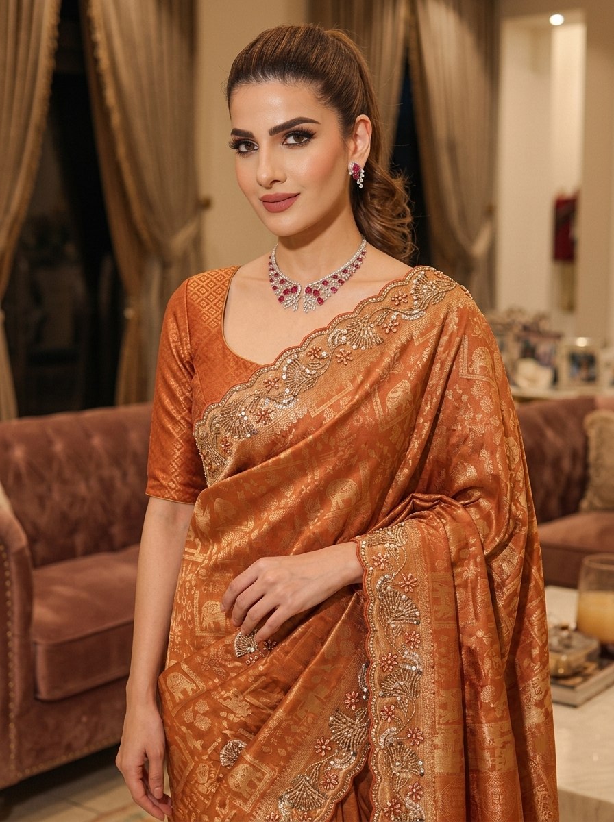 Wedding Wear Pure Kanjivarm Silk Beads Work Saree