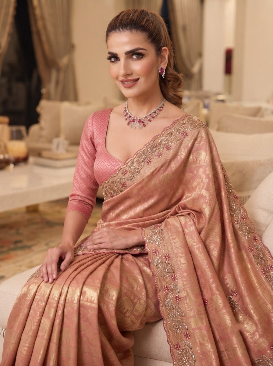 Wedding Wear Pure Kanjivarm Silk Beads Work Saree