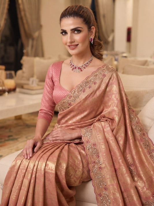 Wedding Wear Pure Kanjivarm Silk Beads Work Saree