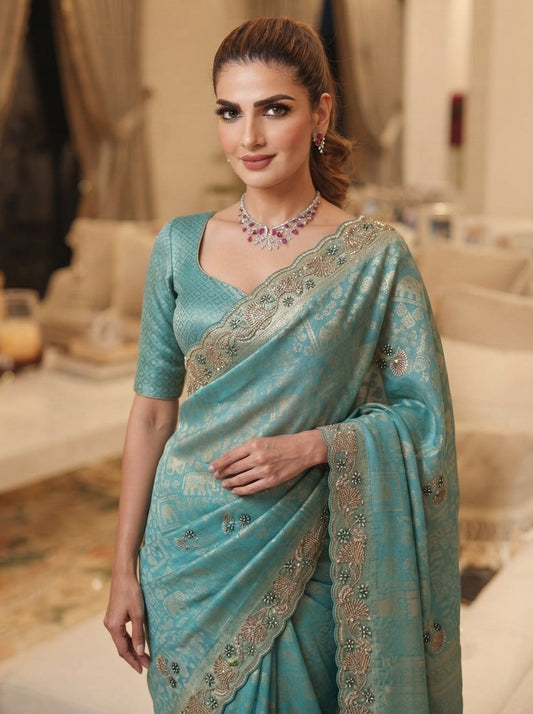 Wedding Wear Pure Kanjivarm Silk Beads Work Saree